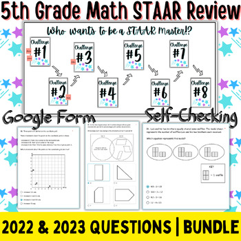 Preview of 5th Grade Math STAAR Test Review Digital Game BUNDLE