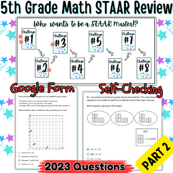 Preview of 5th Grade Math STAAR Test Review Digital Game Part 2 | 2023 Questions