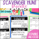 5th Grade Math Scavenger Hunt Review Bundle - Division, Fr