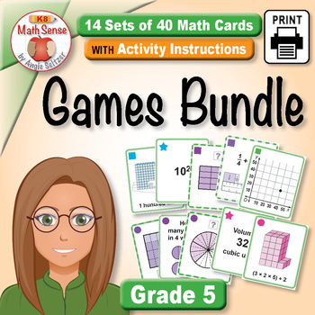 Preview of 5th Grade Math Sense 14 Games & Activities Bundle for SPED - Subs - Intervention