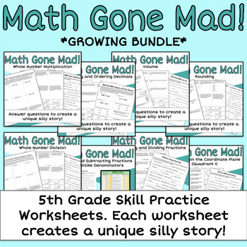 Preview of 5th Grade Math Skill Practice Worksheets - Growing Bundle