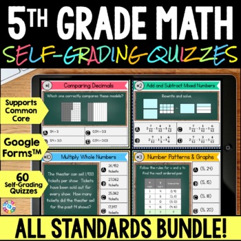 Preview of 5th Grade Math Skills Assessments - Exit Tickets, Quizzes & Pre-Assessment Tests