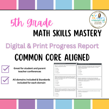 Preview of 5th Grade Math Skills Digital Mastery Progress Report