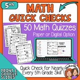 5th Grade Math Skills Year Long Quick Checks  digital opti