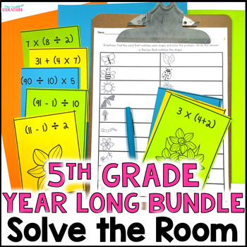 Preview of 5th Grade Math Around the Room Activities - Scavenger Hunt Year Long BUNDLE!