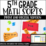 5th Grade Math Sorts - Digital Math Sorts Included for Digital Math Centers
