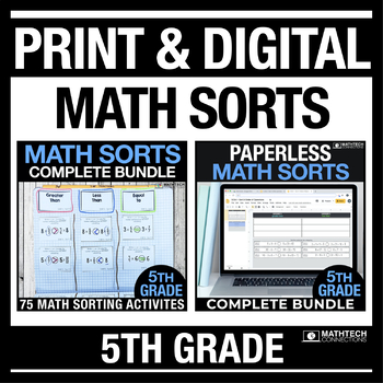 Preview of 5th Grade Math Sorts Printable & Digital Math Review Test Prep Google Slides