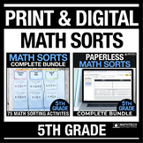 5th Grade Math Sorts Printable & Digital Math Review Test 