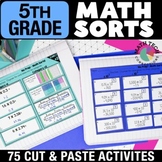 5th Grade Math Review TEST PREP, Centers, Games Math Sorts