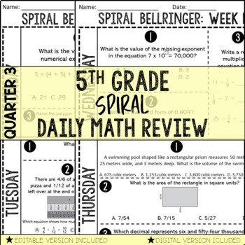 Preview of 5th Grade Math Spiral Bellringer Quarter 3