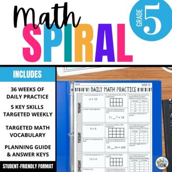 Preview of 5th Grade Math Spiral Review Activities: Worksheets for Practice or Homework