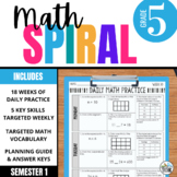 5th Grade Math Spiral Review: 18 Weeks of Printable Practi