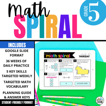 Preview of 5th Grade Math Spiral Review 36 Weeks of Digital Homework or Practice Activities