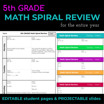 Preview of 5th Grade Math Spiral Review