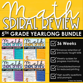 Preview of 5th Grade Math Spiral Review | Math Test Prep | Math Morning Work BUNDLE