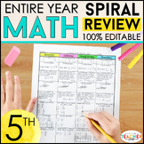 5th Grade Math Spiral Review | Morning Work, Math Homework, Progress Monitoring