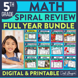 5th Grade Math Spiral Review Practice for the Entire Year 