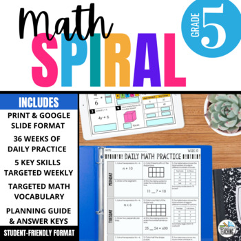 Preview of 5th Grade Math Spiral Review: Daily Warm-Ups, Morning Work, Homework | Hybrid