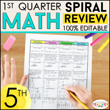 Preview of 5th Grade Math Spiral Review & Quizzes | 5th Grade Math Homework | 1st QUARTER