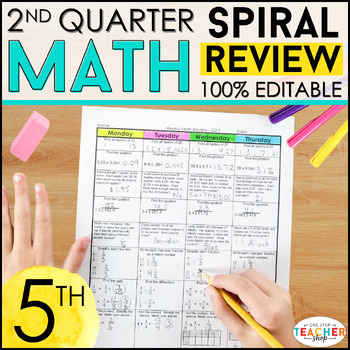 Preview of 5th Grade Math Spiral Review & Quizzes | 5th Grade Math Homework | 2nd QUARTER