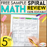 5th Grade Math Spiral Review & Quizzes | 5th Grade Math Homework | FREE
