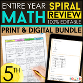 5th Grade Math Spiral Review & Quizzes | DIGITAL & PRINT