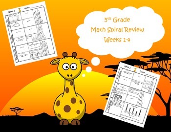 Preview of 5th Grade Math Spiral Review (TEKS Aligned) Weeks 1-4