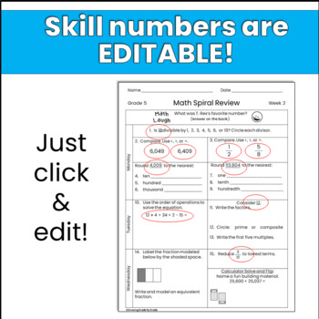 5th Grade Math Spiral Review Worksheets FREEBIE by Growing ...