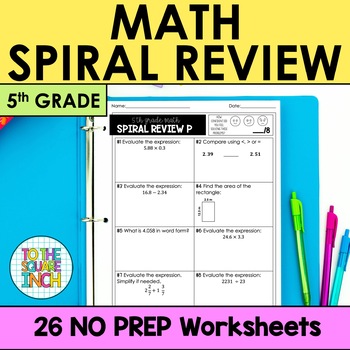 Preview of 5th Grade Math Spiral Review Worksheets