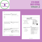 5th Grade Math Spiral Week 2 ** FREEBIE**