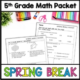 5th Grade Math Spring Break Packet, Review Activities Home