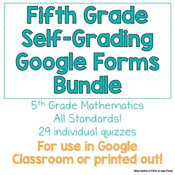 Preview of 5th Grade Math Standard Self-Grading Google Forms BUNDLE