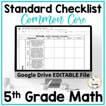 Preview of 5th Grade Math Standards Checklist - Common Core