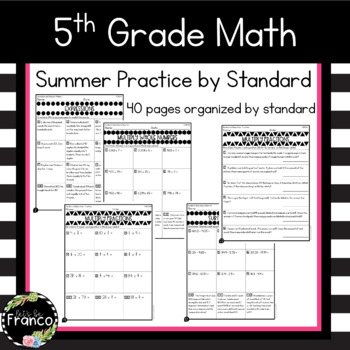 Preview of 5th Grade Math Standards Packet Common Core Standards 