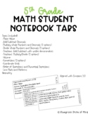 5th Grade Math Student Notebook Tabs