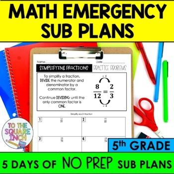 Preview of 5th Grade Math Sub Plans | Substitute Teacher Lessons for 5th Grade Math