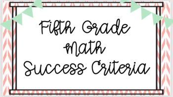 Preview of 5th Grade Math Success Criteria