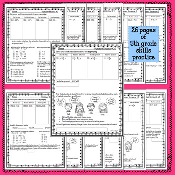 5th Grade Math Summer Review Packet by Heather Mears | TpT