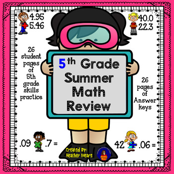 Preview of 5th Grade Math Summer Review Packet Distance Learning