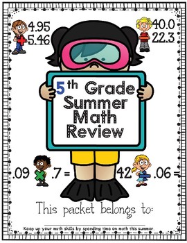 Preview of 5th Grade Math Summer Review Freebie