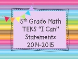 5th Grade Math TEKS Objectives "I Can" Statements, Rainbow Stripe