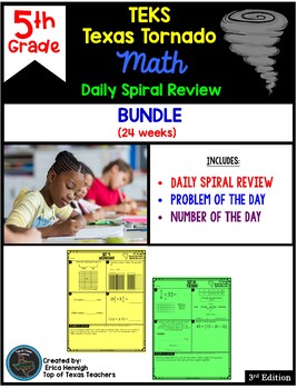 Preview of 5th Grade Math TEKS Texas Tornado: Daily Spiral Review BUNDLE