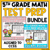 5th Grade Math TEST PREP REVIEW Escape Room BUNDLE | Digit