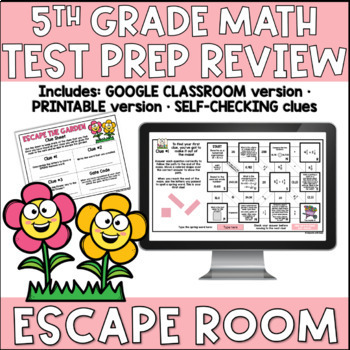 Preview of 5th Grade Math TEST PREP REVIEW Spring Escape Room State Testing