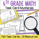 5th Grade Math Task Card Mystery Bundle - Fractions, Decim