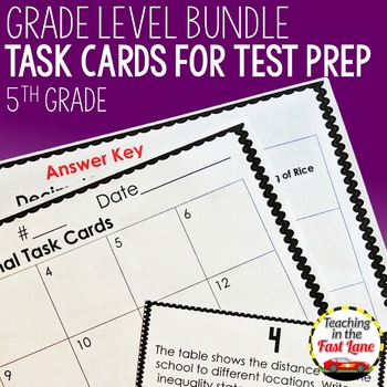 Preview of 5th Grade Math Task Cards Bundle - Word Problems for 5th Grade Math