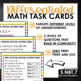 5th Grade Math Task Cards Differentiated Math Centers 5.NB