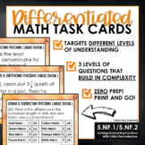 5th Grade Math Task Cards Differentiated Math Centers 5.NF
