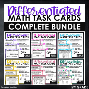 Preview of 5th Grade Math Task Cards Differentiated Math Centers COMPLETE Yearlong Bundle