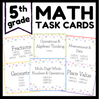 Preview of 5th Grade Math Task Cards | EOG Review Bundle